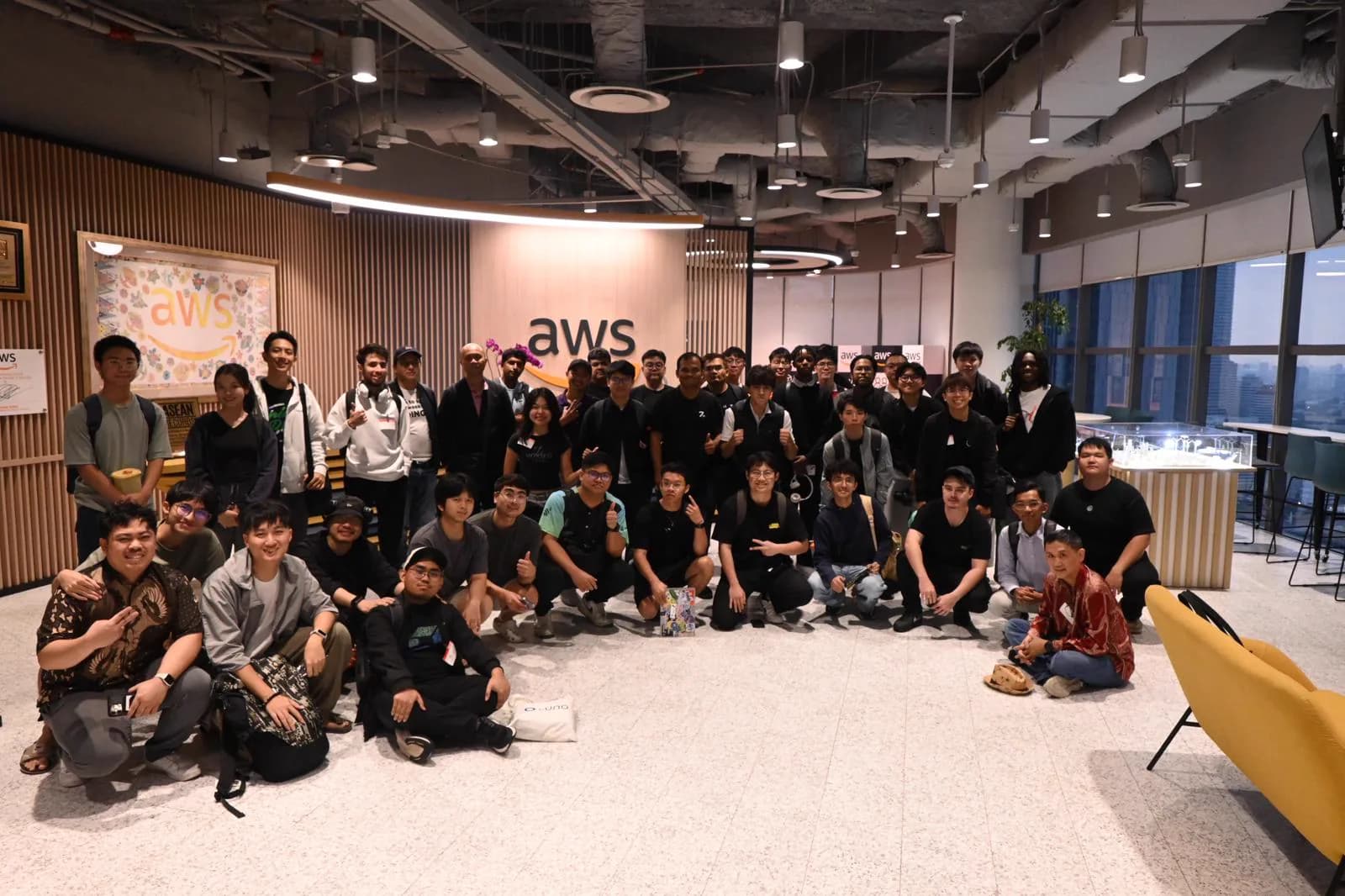 Group photo from the Vibeathon collaboration with AWS and Superteam.